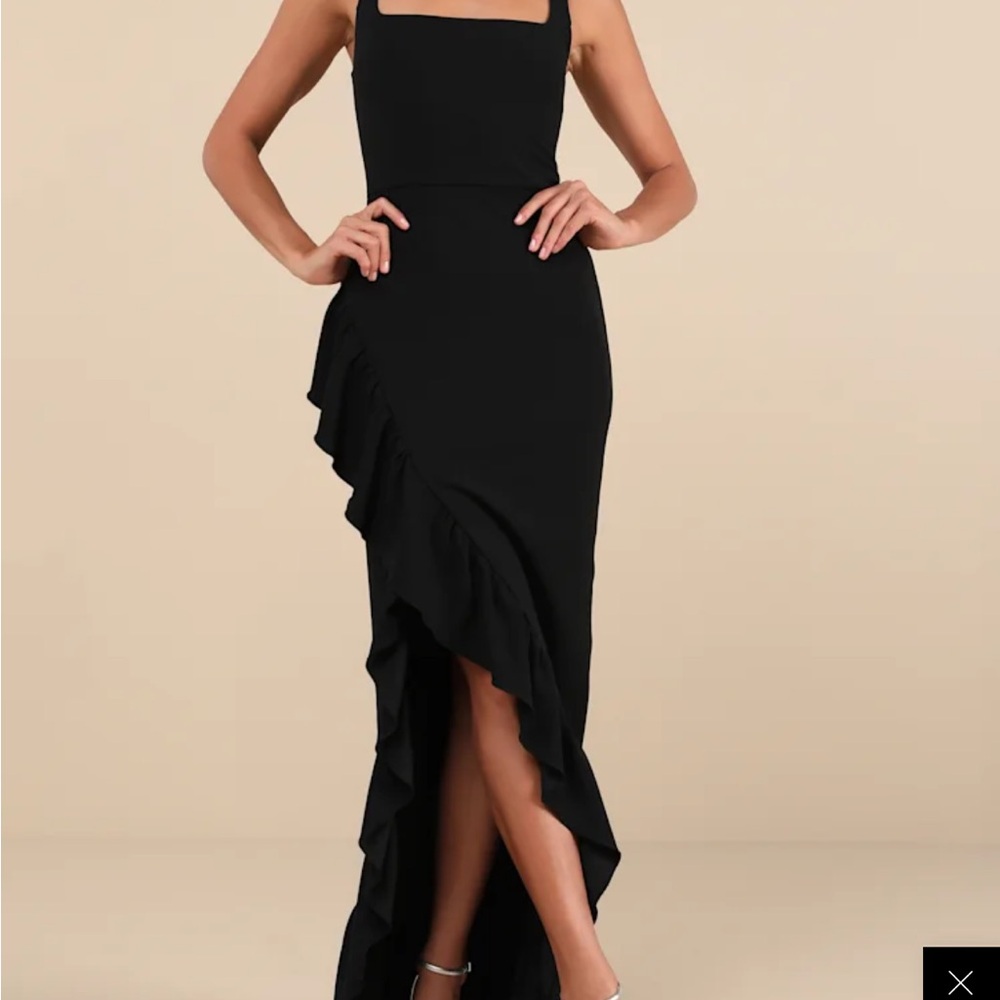 Lulu's Black High Low Ruffle Dress